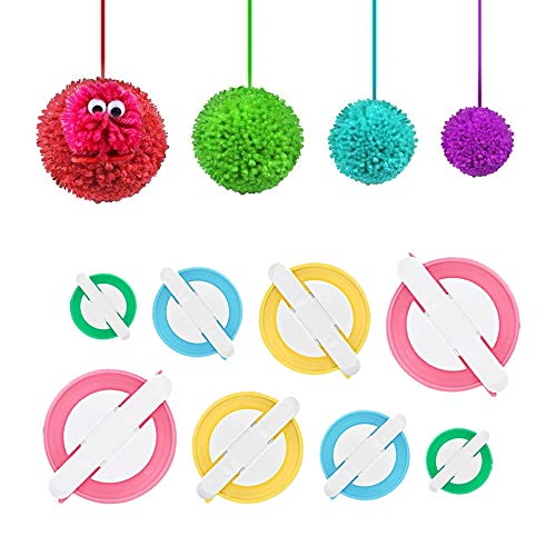 Pom Pom Maker, 2Set 4 Tamaños Pompón Hacedor Pelusa Herramienta Para Lana Aguja Tejedor Tejido DIY para niños y adultos