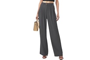 CheChury Femme Pantalons Bureau Elegant Pantalons Casual Jambes Larges Pantalon Décontracté Jambe Droite Pantalon Loisirs Travail Pantalon de Costume Femme Mode Pants Taille Haute Pantalon avec Poches