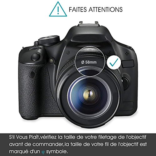BPS Filtre UV de 58mm ultra fin et Haute D  finition Filtre Protecteur pour les objectifs SLR et DSLR Canon Nikon Sony Olympus et les Autres Filetage de lentille de 58 mm