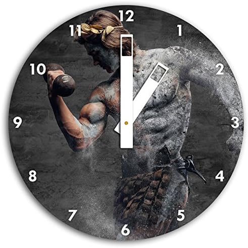 ancient male athletes B &amp; W detail, wall clock diameter 30cm with black squared the hands and face, decorative items, design clock, aluminum composite very nice for living room, study
