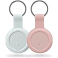 2 Pack Bluetooth Key Finder Locator, Mini Anti Lost Item Finder Tag Key Tracker Alarm For Pet, Key, Wallet, Luggage, Compatible With Ios And Android, Incl Silicone Protective Cases (White and Pink)