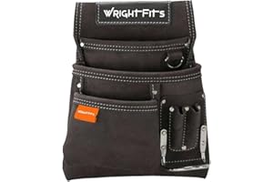 WrightFits Tool Pouches with Multi Pockets | Leather Tool Belt Pouch | Hammer Holder and Nail Pouch Organiser for Builders, Carpenters, Gardeners, Electricians- Dark Brown - WW180114