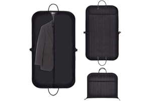 FOGARI Sac de costume pliable 100x60x10cm, Housse Vetement à Suspendre Voyage avec poignée de transport et fermeture éclair, Oxford Housse de Protection Sac pour Chemise Robes Costumes Manteaux Vestes | Noir