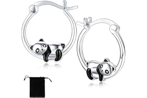 ZEPIQOR Boucles d'oreilles pour fille, Boucles d'oreilles de panda,Petites boucles d'oreilles créoles en forme de panda mignon pour femmes, adolescentes, filles