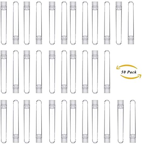 SAIYU 50 Pcs Clear Plastic Test Tube with Caps, 12 * 75mm (8.5 ml), Clear, Screw Caps, Pack of 50, for Scientific Party Decoration Storage
