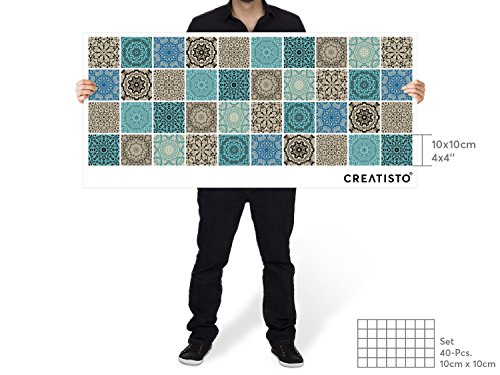 Dekorfliesen Designfolie | Fliesen-Aufkleber Folie Sticker selbstklebend Küche renovieren Bad Wand Dekoration | 10×10 cm Design Motiv Marrokanisch – 40 Stück - 4