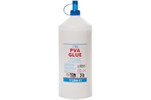 Baker Ross FN078 Zmywalny klej PVA - 1 litr, PVA dla szkół, materiały dydaktyczne, uniwersalny klej do drewna, kart papieru