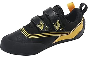 KONJACLY Men Women Rock Climbing Shoes, Dual-Strap Closure Bouldering Shoes Leather Wall Climbing Shoes