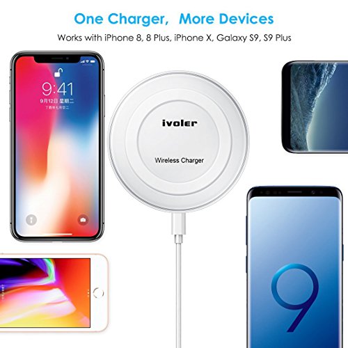 Chargeur Sans Fil iPhone X   8   8 Plus  iVoler Qi Chargeur sans Fil Mini Chargeur    Induction pour iPhone X   8   8 Plus  Samsung Galaxy S9   S9 Plus   S8   S8 Plus  S7   S7 Edge   S6   S6 Edge   S6 Edge Plus  Note 5   8  Nexus 5   6   7  Nokia Lumia 920 et d autres appareils compatibles QI  Sommeil Confortable   Capteur d   clairage intelligent   Pas comprend Adaptive  - Blanc