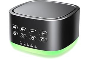 Magicteam Einschlafhilfe Weißes Rauschen mit 10 Farben Lichter und 25 Natürliche Berruhigen Klänge 5 Timer und Speicherfunktion für Baby Erwachsene