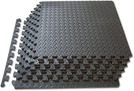 120 Sq Ft 1st Click Interlocking Foam Mats Tiles Gym Play Garage Workshop Floor Dark Grey