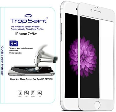 Trop Saint® Tempered Glass for iPhone 8 Plus and 7 Pus (4,7)" Hardness 9H, 0.3mm Screen Shield - White