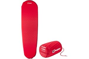 Berghaus Peak Self-Inflating Mat with Non-slip Silicone Grip for Adults, Teens & Kids, Lightweight, Compact & Durable, Ideal for Wild Camping, Backpacking & Hiking, Includes Carry Bag, Red