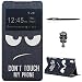 Produktbild Sony Xperia Z5 Schutzhülle Leder Hülle, Alfort 3 in 1 Flip Fashion Design Dual Use Falten Premium PU Leder Tasche Case Cover Flip Fenster Window Touch Screen für Sony Xperia Z5 5.2" Smartphone Funktion Standfunktion Unterstützte Telefone mit Schwarze Augen ( Schwarz ) + Netter Staub Stecker + Alfort Schwarz Stylus Pen