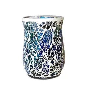 Green Bagiyaa Long Glass Plant Holder with Mosaic Work for Succulents, Home Decor, Indoor Planter for Bedroom, Living Room Decoration, Parties, Corporate Gift, Diwali Gift