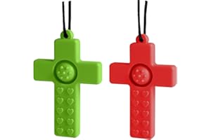 Chew Necklace，Seeway Cross Chew Toys for Tutistic Children, BPA Free Chewy Toys for Autism Boys and Girls, Effective Anxiety Relief【2 Pack】