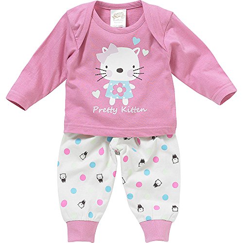 Lullaby Baby Girls Pretty Kitten Pyjamas - Pink - 0/3 Months