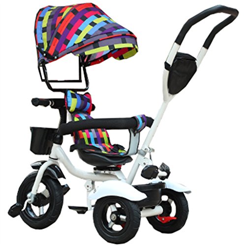 Children's bike Child Indoor Outdoor Small Tricycle Bicycle Boy's Bike Girl's Bike For 7 Months -6 Year Old Baby Three Wheels Trolley With Awning, Solid Rubber Tires/Rotating Seat/Rear Wheel Double Brake Baby trolley ( Color : #1 )