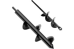 Sinirttou 2 Piezas Broca Espiral de Jardín, Broca de Barrena de Tierra, Broca de Taladro Espiral,Broca Perforadora para Plantación de Bulbos y Excavación de Agujeros(8 x 30 cm,4 x 22 cm)