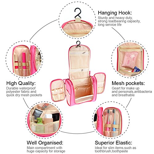 iRegro Wasserdicht Große multifunktionale Kulturtasche, Kosmetiktasche, Premium Kulturbeutel, Kulturbeutel Dusch-Tasche für Reisen, Pflegeprodukte, Makeup usw. - 6