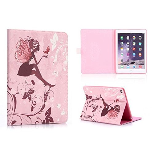 Beautiful Diamond Crystal Emboss Case for Apple iPad Mini 1 / 2 Retina Display and iPad 3. Magnetic Cover and Folding Stand to fit iPad Mini. Flower Butterfly Fairy Case for Girls [Fairy Princess Pink iPad Mini]