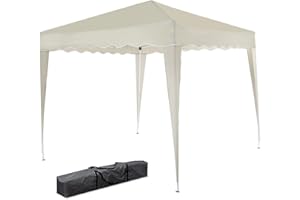 Bakaji Gazebo 3x3 Mt Pieghevole Impermeabile Richiudibile 3 x 3 Tendone Giardino, Telo Impermeabile, Struttura Metallo Apertura e Chiusura a Fisarmonica, modello ISCHIA (Ecru)