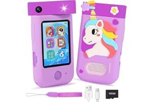 ARNSSIEN Macchina Fotografica Bambini, 180° Obiettivo,Video 1080P con Custodia Silicone, fotocamera per bambini per 3 4 5 6 7 8 anni, ragazze, ragazzi, regalo di Natale e compleanno per bambini, A200