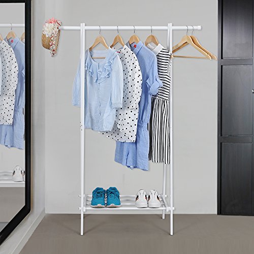 Songmics Metall Kleiderständer Garderobenständer Standgarderobe Höhe 150 cm, Weiß LLR11W - 5