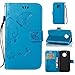 Produktbild Moto G5 Hülle, Anlike Schutzhülle Motorola Moto G5 (5,0 Zoll) Wallet Tasche [Butterfly geprägte Serie] Handyhülle für Blau