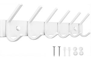 JOLY FANG Appendiabiti da Parete, Ganci Appendiabiti da Muro Moderno in Acciaio Inox, Attaccapanni Montato da Parete per Giacche per Giacche, Cappelli, Sciarpe (6 Ganci, Bianco)