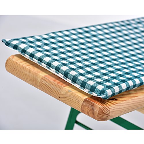 Bierbankauflagen-Set 3-teilig in grün: 1 Tischdecke 130 x 70 cm + 2 gepolsterte Bierbankauflagen 110 x 25 cm – weitere Farben wählbar - 4