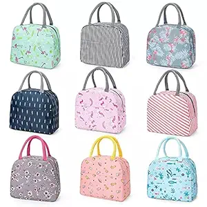 Universal Buyer Pattern Cooler Lunch Box Portable Insulated Canvas Lunch Bag Thermal Food Picnic Lunch Bags for Women Kids(Multicolor)