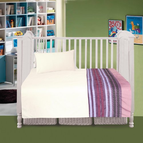 COT BED DUVET COVER WITH PILLOWCASE- SUPERIOR NATURAL COTTON RICH WITH HAND STICHED APPLIQUE WORK 120 X 150 CM - PAULA GREEN