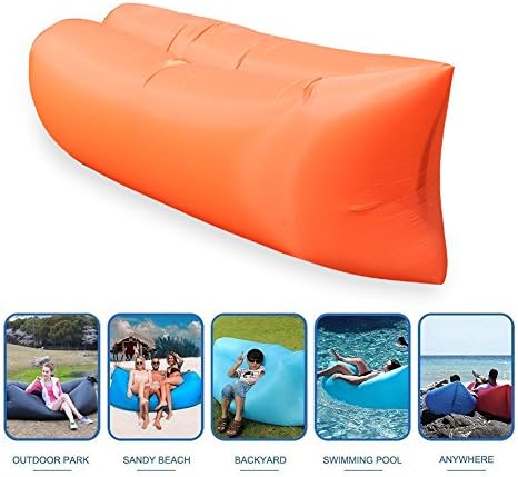Inflatable Lounger,OUTDAY Portable Air Beds Sleeping Sofa Couch,Air Mattresses Beds for Travelling, Camping, Beach, Park, Backyard (Orange)