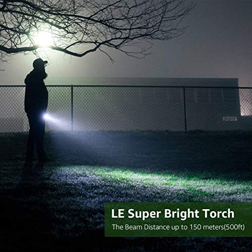 LE 4er Taschenlampen Zoombar LED Notfallleuchte Superhell Campinglampe Camping Handlampe mit einstellbaren Fokus Schwarz - 6