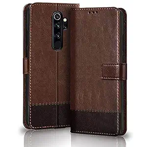 TheGiftKart Dual-Color Leather Finish Redmi Note 8 Pro Flip Back Cover | Inbuilt Stand & Pockets | Wallet Style Flip Cover Case for Redmi Note 8 Pro (Brown & Coffee)