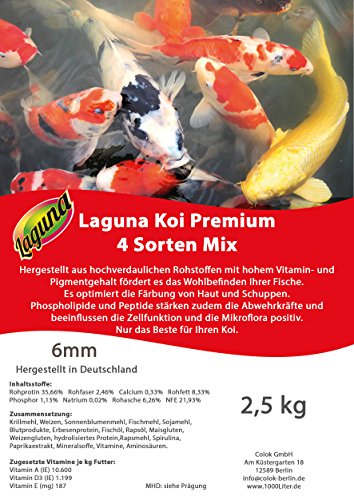 Fischfutter 4 Sorten Mix Koifutter 5 kg !!! (ca. 10 Liter) mit Spirulina 6mm Koifutter Qualität aus Deutschland 5 kg !!! (2×2,5kg) - 4