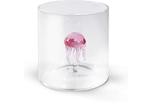 WD Lifestyle Bicchiere in vetro borosilicato. Capacità 250 ml. Decoro medusa.