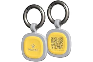 ‎PAWAII Pawaii Hundemarke, Personalisierte Hundemarken und Katzenmarken, QR Code Adressanhänger für Hunde, Dog Tag mit Hunde Online Profil, Geräuschlos und Verschleißfest Silikon Hunde Tag Namensanhänger Gelb