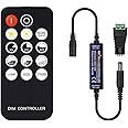 TERRIFI DC 5-24 V Mini RF Dimmer Controller with 14 Keys - Compatible with FCOB 3014, 5630, 5730, 3528 LED Strips, Wireless LED Dimmer Switch for Single Color, Brightness and Mode Effects