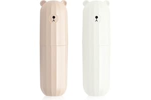 Jadin Porta Spazzolino da Viaggio, 2 Pezzi Custodia da Viaggio per Spazzolino da Denti, Custodia Portatile per Spazzolino da Denti, Adatta per Casa, Viaggi Allaperto, 20 x 5,5 cm, Bianco + Rosa
