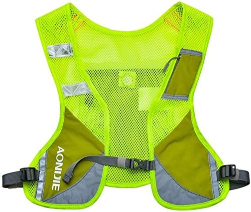 Reflective Vest IdealHouse Lightweight Adjustable Hydration Pack Vest with 2 Water Bag Holder &amp; Sturdy Buckles &amp; Pocket &amp; Reflective Strips for Marathoner Race Hiking Climbing Day and Night Running Cycling (Green)