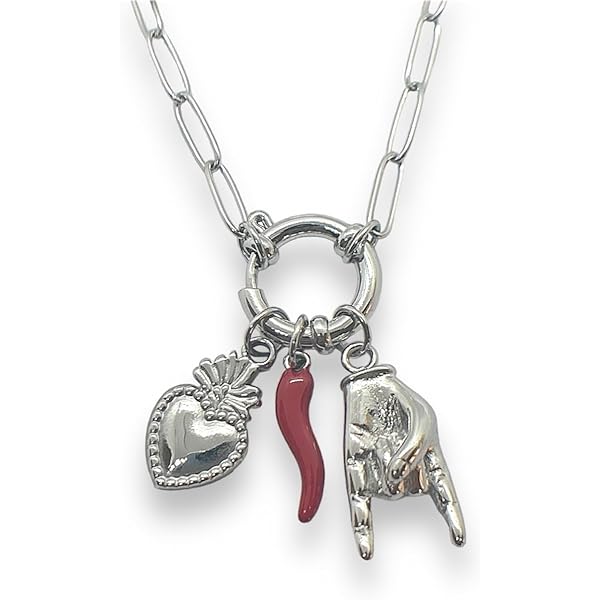 Collana Sacro Cuore Con Corno E Mano - Portafortuna In Acciaio Inox 316L | Donna E Uomo | Confezione Regalo - Foto 8