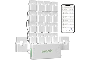 EMPORIA ENERGY Smart Home Energy Monitor con 16 sensori di livello del circuito da 50 A | Vue - Monitor/misuratore di elettricità in tempo reale | Misurazione solare/netto