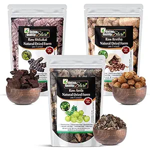 Online Quality Store reetha amla shikakai combo raw form |raw reetha for hair |Aritha|Reetha|Ritha|Soapnuts (Sapindus Mukorossi) |Indian Gooseberry |dried Shikakai, Acacia Concinna |reetha amla shikakai raw shampoo |hair pack ,600g