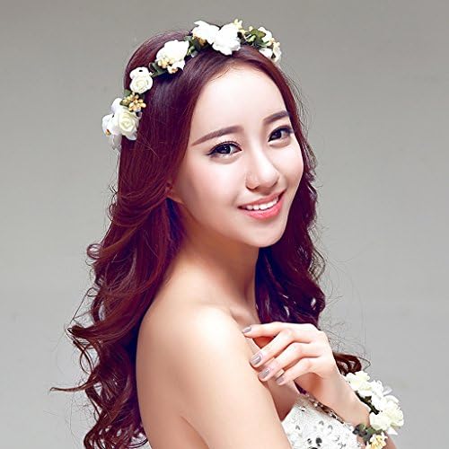 Bohemian Bride Wreath Headdress Jasmine Head Flower Hair Ornaments Outdoor Beach Accessories Hoop Jewelry