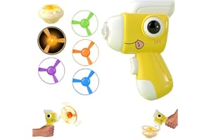 SHENGOU Propellerspiel Kinder,Fliegende Propeller,Flugspiel,Rotor Flyer Flugspiel,Fliegende Untertasse,Flugkreisel Spiel,LED Leuchtspielzeug,Flying Disc Shooter Toy(Paractylosaurus - Yellow)