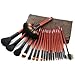Luxury 21 PCS Professional Makeup Brush Tools Sets / Kits Natural Cosmetic Animal Hair Brushes with Pouch and Bag (21 pcs, Coffee)