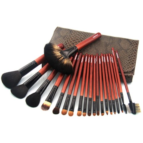 Luxury 21 PCS Professional Makeup Brush Tools Sets / Kits Natural Cosmetic Animal Hair Brushes with Pouch and Bag (21 pcs, Coffee)