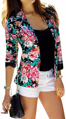 Fashion flower printed flower pattern short suit jacket long sleeve overcoat